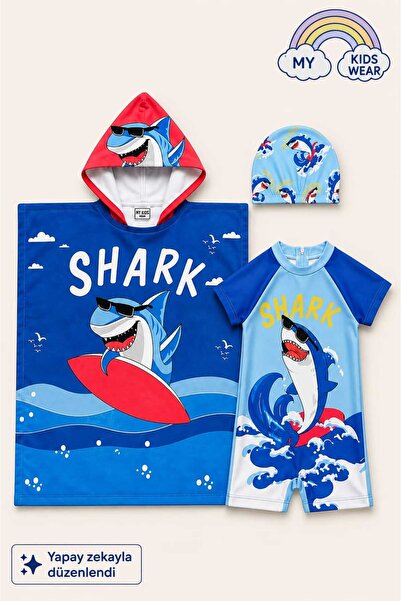 My Kids Wear Boy's Sea Combo Set of 2 – Swimsuit, Towel and Cap 12866