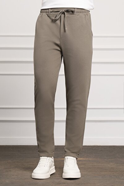 Morven Pantaloni de jogger elastici slim fit kaki pentru bărbați