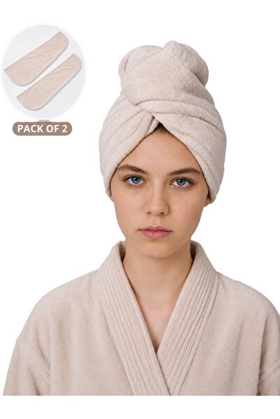 Donetella Pack of 2 Hair Towel Wrap 30x70 cm – 330 GSM Microfiber, Soft, Abso...