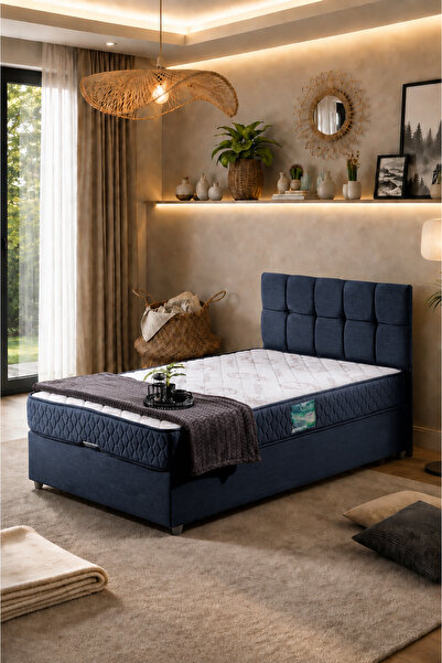 Setay Berlin Tek Kişilik Baza Başlık Comfort Yatak Seti, Lacivert