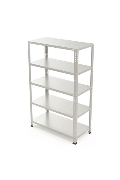 RafBurada 5 Katlı Galvaniz Çelik Raf - Depo, Arşiv, Kiler, Dosya, Market Rafı 31x60 cm-150 cm-0.70 mm