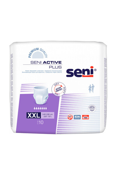 Seni Scutece Active Plus XXL pentru adulți, absorbție 2000 ml, 10 bucăți