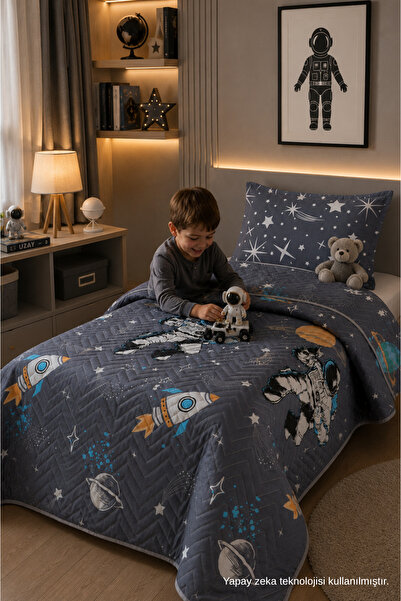 ÇARŞAF DÜNYASI Single Pique Quilted Pique and Bedspread Set – 160X230 cm Patt...