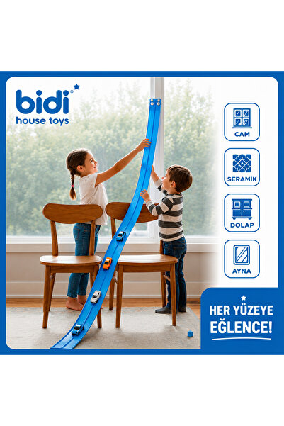 Bidi House Mavi Renk Esnek Yarış ve Aksiyon Pisti- Araba yolu- 4.5 mt - FLex ...