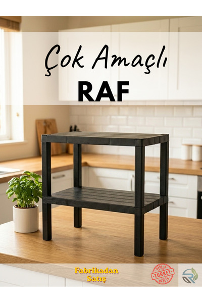 Rika Garden Çok Amaçlı Siyah Plastik Raf - Banyo, Mutfak Düzenleyici ve Balko...