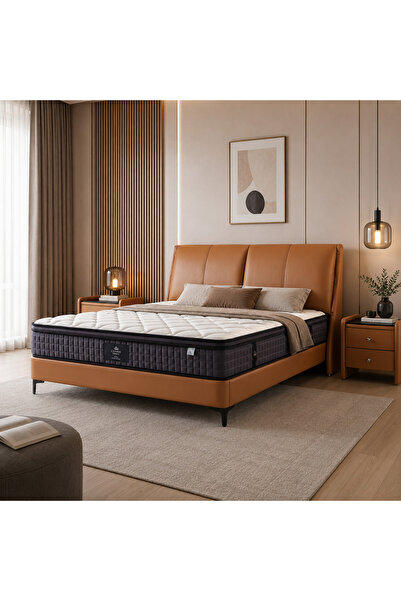Highpoint سرير من هاي بوينت بتصميم عملي مع ظهر مبطن بالجلد الناعم , 180 × 200...