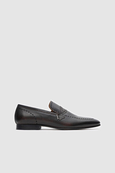 TOGO Erkek Kahve Antik Hakiki Deri Brogue Detaylı Kösele Taban Klasik Loafer ...