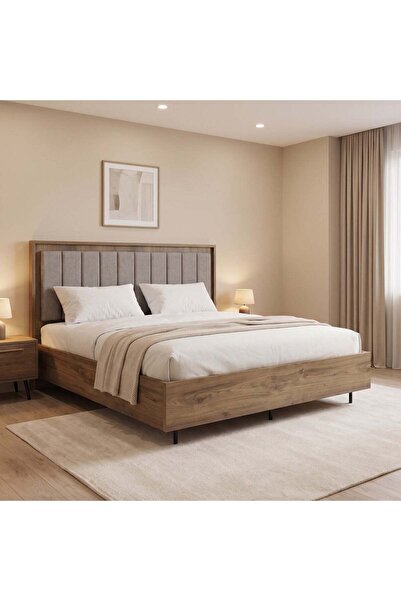 Highpoint سرير من هاي بوينت بتصميم عملي للاستخدام اليومي , من هيكل خشبي متين مع ظهر بتنجيد راق, 192 × 38 سم, باللون البني