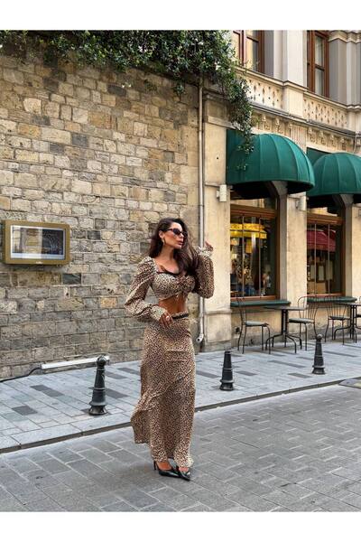 Miss Beyoğlu Ženska haljina od likre, dugačka, nova sezona, dupli set