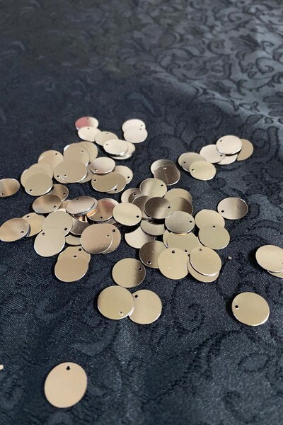 Serhat Aksesuar ve El İşçilik 12 mm Soft Gold Yandan Delikli Pul Payet 25 Gra...
