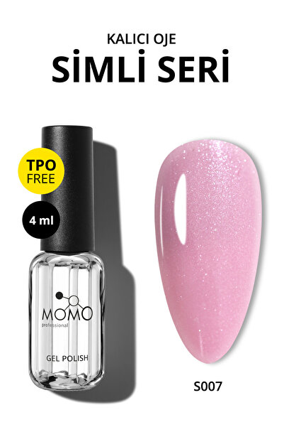 MOMO professional Kalıcı Oje S007, Simli Açık Pembe, 4 ml