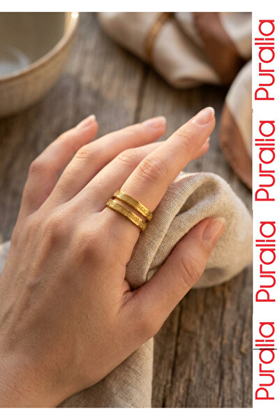 Puralia Small Size Ayetel Kürsi Steel Men'S/Women's Ring - Gold Color - 18 mm