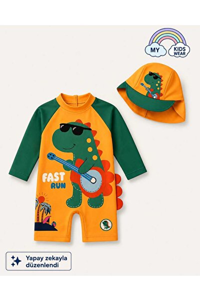 My Kids Wear Μακρυμάνικο μαγιό με καπέλο και φερμουάρ