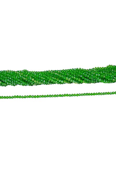 Serhat Aksesuar ve El İşçilik 4 mm Grass Green Oblate Crystal Glass Beads 1 S...