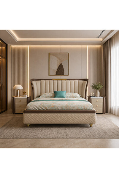 Highpoint سرير من هاي بوينت بتصميم عملي كلاسيكي, 180سم × 200 سم, باللون البني
