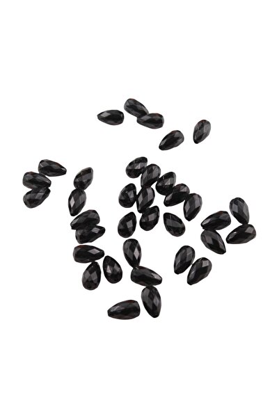 Serhat Aksesuar ve El İşçilik Damla Siyah İçten Delikli 7x14 mm Akrilik Boncu...