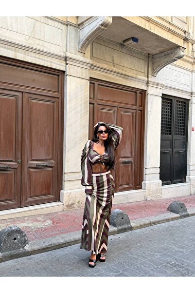 Miss Beyoğlu Women's Full Lycra Maxi Length New Season Double Set
