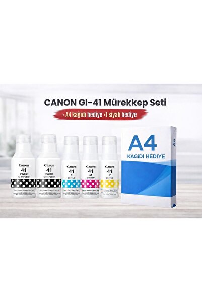 Canon Gı-41 Pixma G3460 Orjinal Mürekkep Kartuş Takımı + 1 Siyah Hediyeli