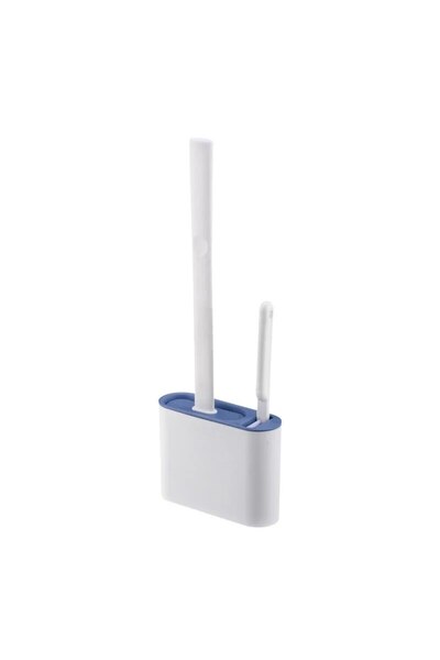 Choice Blue Wall Hanging Toilet Cleaning WC Brush Holder Long Handled Silicon...