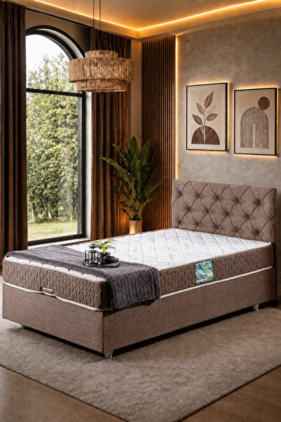 Setay Eylül Tek Kişilik Baza Başlık Comfort Yatak Seti - Kahverengi
