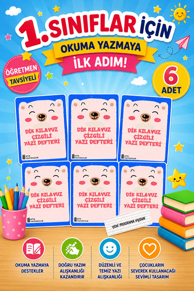 Ata Yayıncılık 1. Caiet de scris cu linii verticale, potrivit pentru cursuri ...