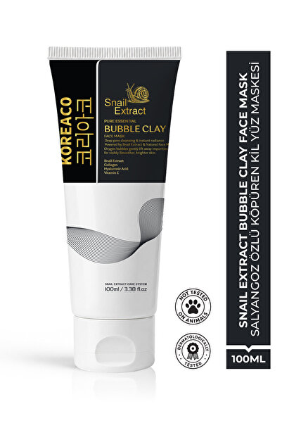 KOREACO Salyangoz Özlü Mucize Bubble Clay Yüz Maskesi | Ultra Yumuşak Nemli Parlak Köpüren Yüz Maskesi 100ml