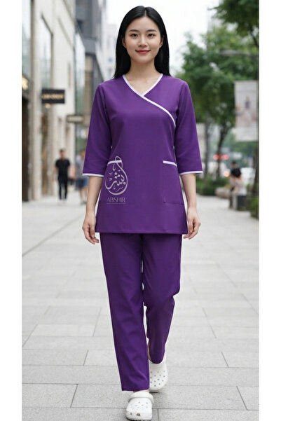 ABSHIR Housemaid/Khadama/Babysitter/Nanny Uniform Set, V-Neck Tunic with 3/4 ...
