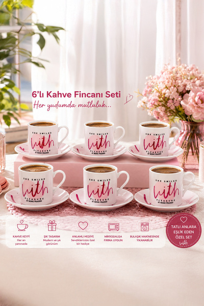 Porsima 10 Porselen 12 Parça 6 Kişilik Türk Kahvesi Fincan Takımı 90ml