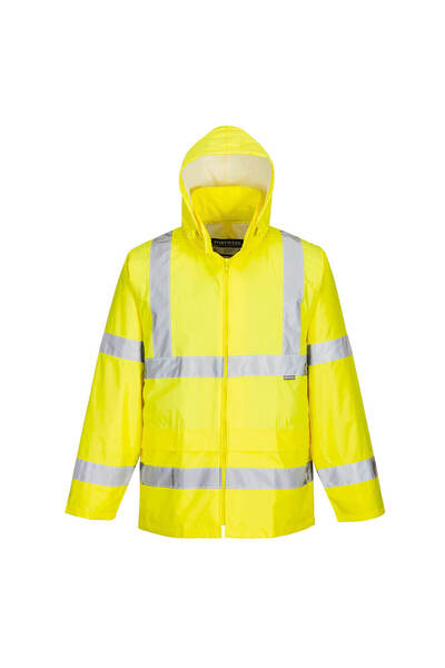 PORTWEST Unisex Yellow Raincoat Coat Reflective
