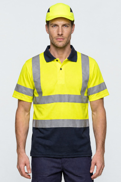 İŞMONT Tricou reflectorizant cu guler polo Interlock