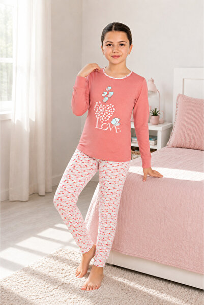 Cicito Girl's Tile Cotton Elastane Pajama Set 9159