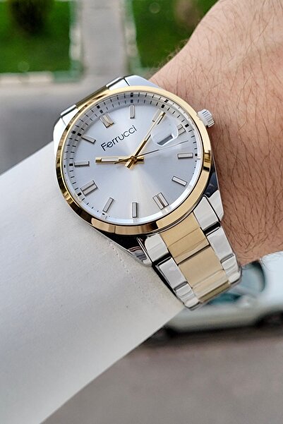 Ferrucci Gold Silver Color Gift Packaged 40 mm Men's Wristwatch with Calendar