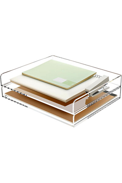 OEM Organizator de birou din acril transparent cu 2 niveluri