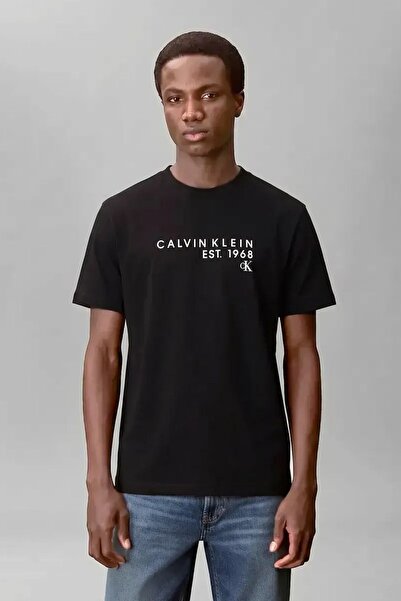 Calvin Klein Erkek Marka Logolu Günlük Kullanıma Uygun Siyah T-Shirt
