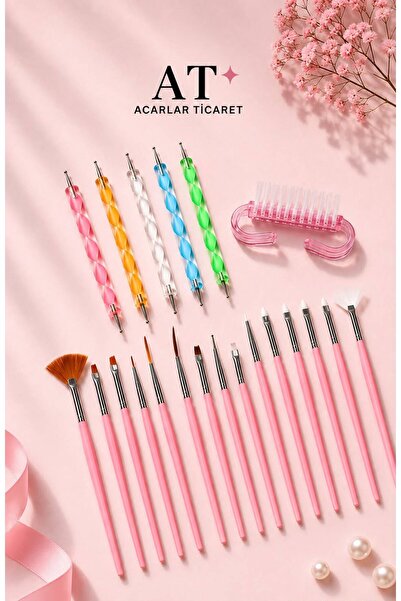 Acarlar Ticaret 21 Parça Pro Nail Art Desen Tırnak Süsleme Dot Ve French Seti