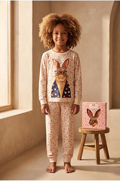 Katia&Bony Girl's Rabbit Patterned Boxed Pajama Set