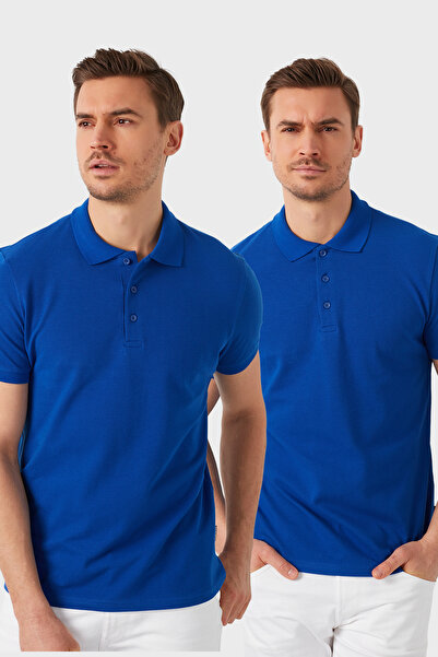 Buratti Cotton Regular Fit Buttoned 2-Pack Polo Neck T-Shirt Men's Polo Neck ...