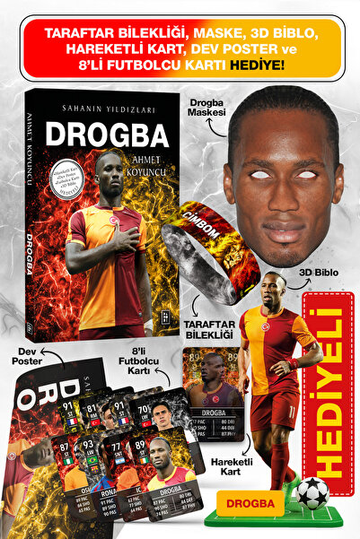Parodi Yayınları Drogba Futbolcu Kitabı - Bileklik, Maske, 3D Biblo, Dev Post...