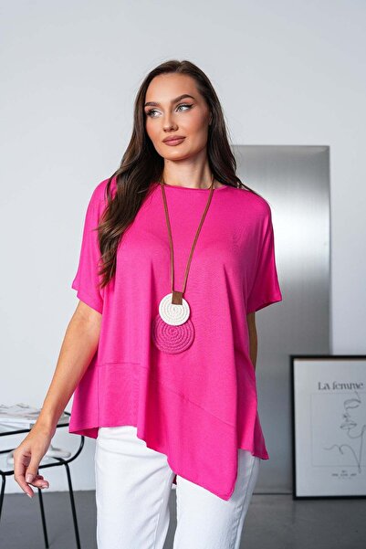 Seher Öztop İtalyan Asimetrik Tunik-Fuşya Pembe