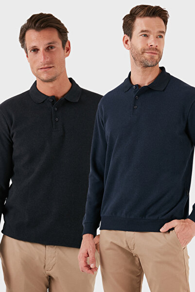 Buratti Cotton Blend Regular Fit 2-Pack Polo Neck Sweater Men's Polo Neck Swe...
