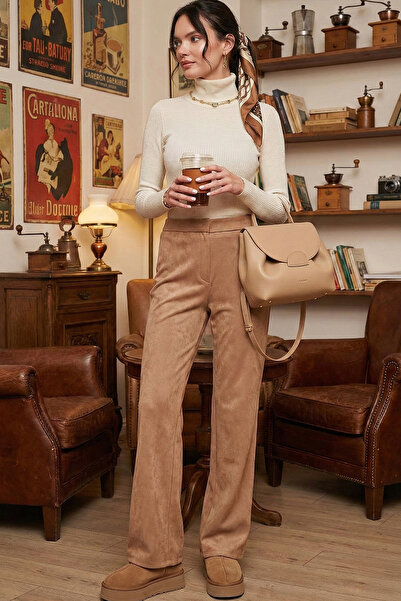 Lela Scuba Suede High Waist Wide Leg Pants Pants 5865974