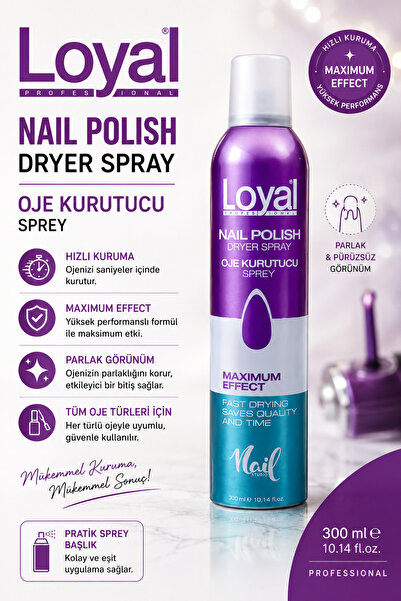 Loyal Oje Kurutucu Sprey 300ml Hızlı Kurutmaya Yardımcı Profesyonel Manikür S...