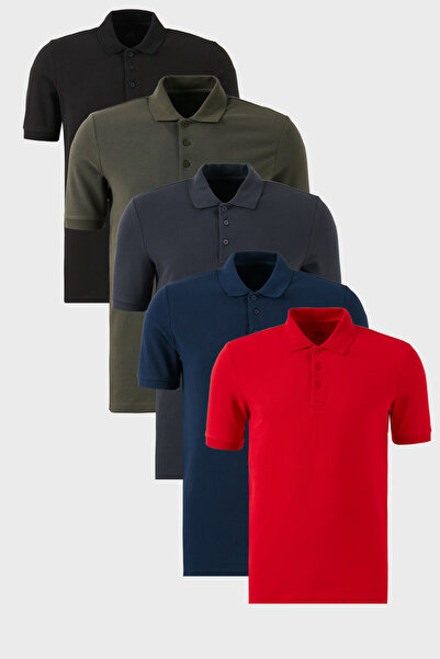 Buratti Cotton Regular Fit Buttoned Polo Neck 5 Pack t Shirt Men's t Shirt 59...