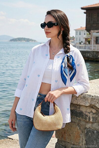 Lela Cotton and Linen Blend Regular Fit Heart Printed Shirt Shirt 6779932