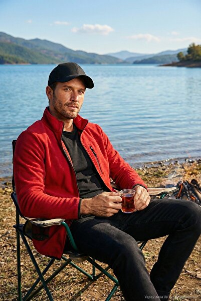Buratti Slim Fit Zippered Pockets Mock Neck Cold-Proof Fleece Cardigan Men's ...