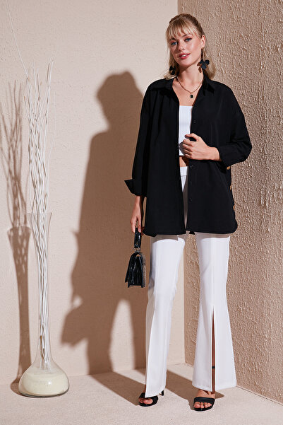 Lela Πουκάμισο Oversize από Βαμβακερό Μείγμα με Κουμπιά στα Πλαϊνά 611GO00054