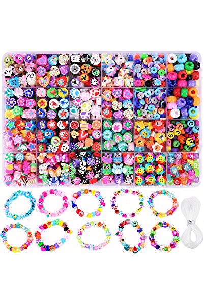 Choice SET2 400+pcs Colorful Cute Cartoon Soft Clay Tiles and Golden Spacer B...