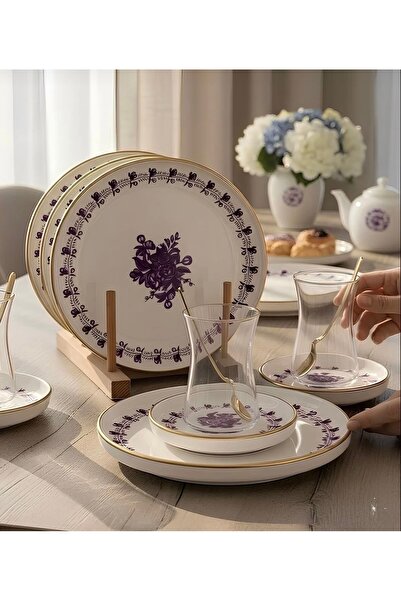 Yumuk Shop 18 Piece Luxury Vintage Colorful Tea Cake Set