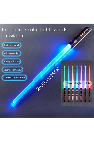 Choice3 Red golden 1pc 7-Color Retractable Kids Lightsaber with Sound FX & Li...