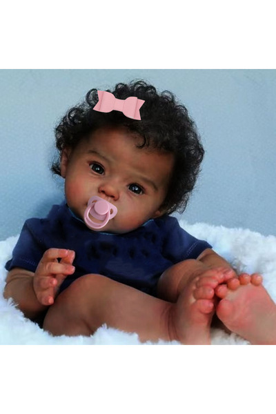MRB Brown Eyes 20Inch African American Doll Raven Dark Skin Reborn Baby Finis...